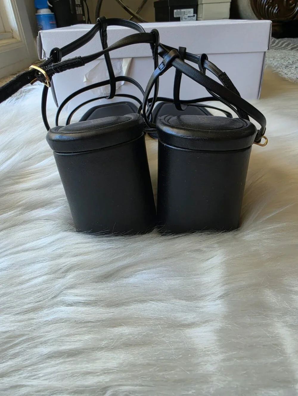 Marc Fisher Women's Gellyn Caged Block Heel Sandals - Black, 9.5M